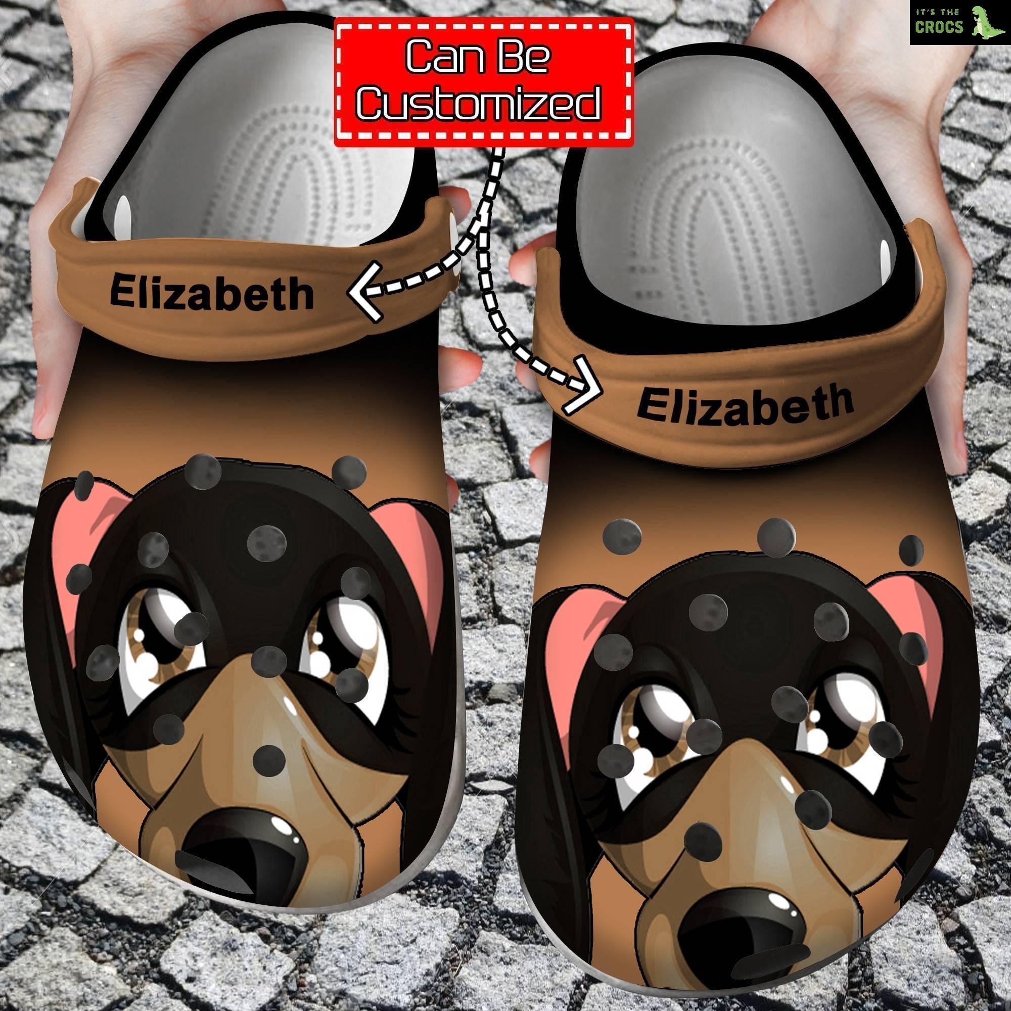Dog Crocs Dachshund Face Print Personalized Clogs Shoes With Your Name