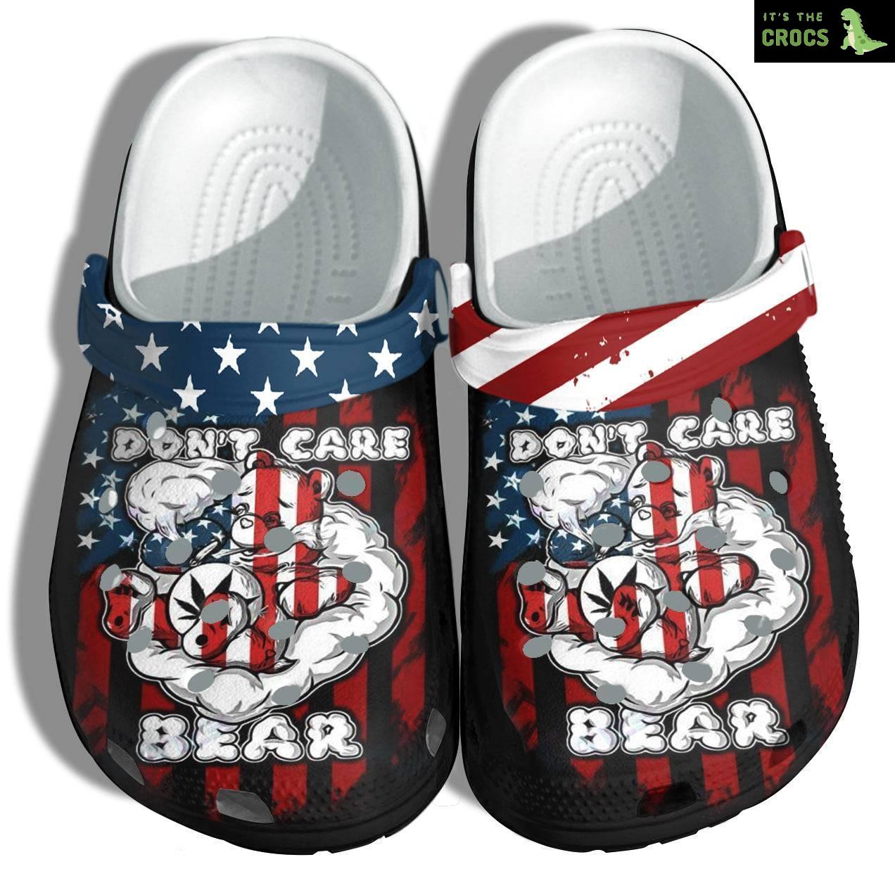 Dont Care Bear 420 America Flag Shoes Funny Gift – Funny Smoking Weed 4Th Of July Shoes Birthday Gift