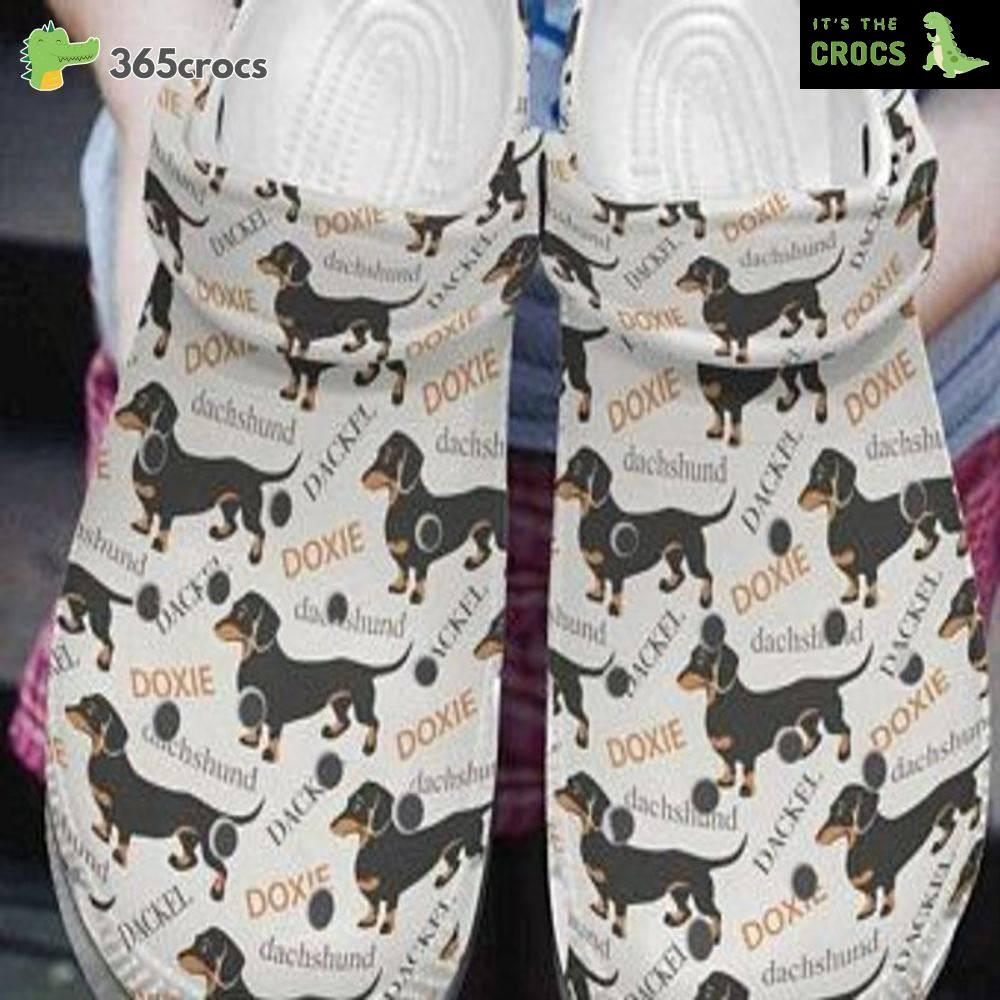 Doxie Dachshund Loveband Clog Clog Comfortable For Mens And Womens Dachshund Lovers Crocs Clog Shoes