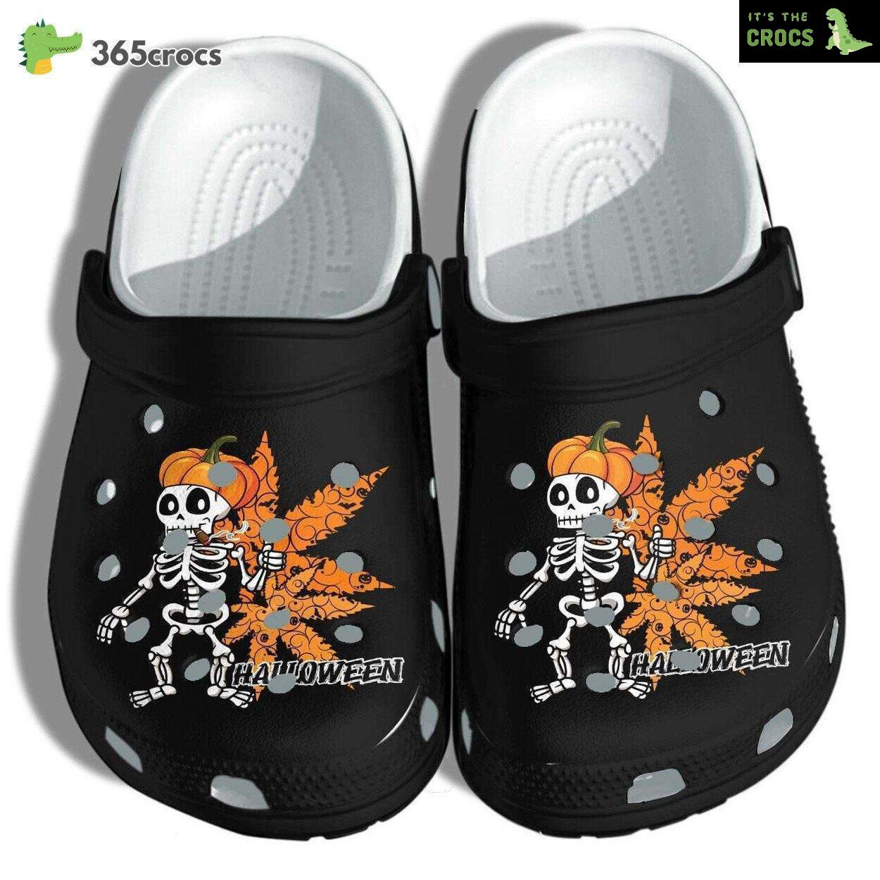 Edgy Skull Tattoo Weed Themed Stylish and Unique Classic Clog Shoes