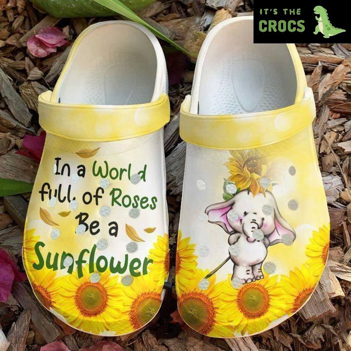 Elephant Crcocband Personalized Be A Sunflower Classic Clogs Crocs Shoes