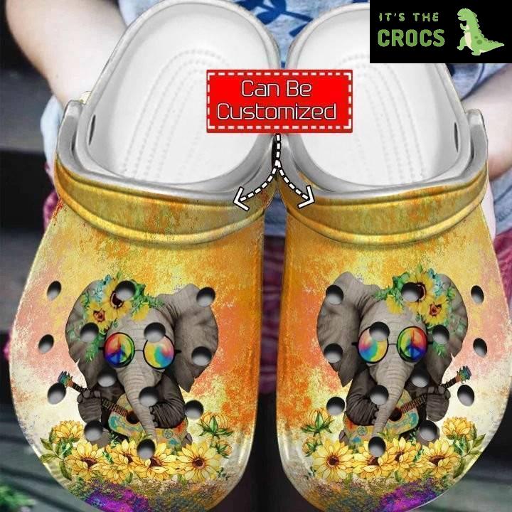 Elephant Sunflower Crocs Clog Shoes Elephant Crocs