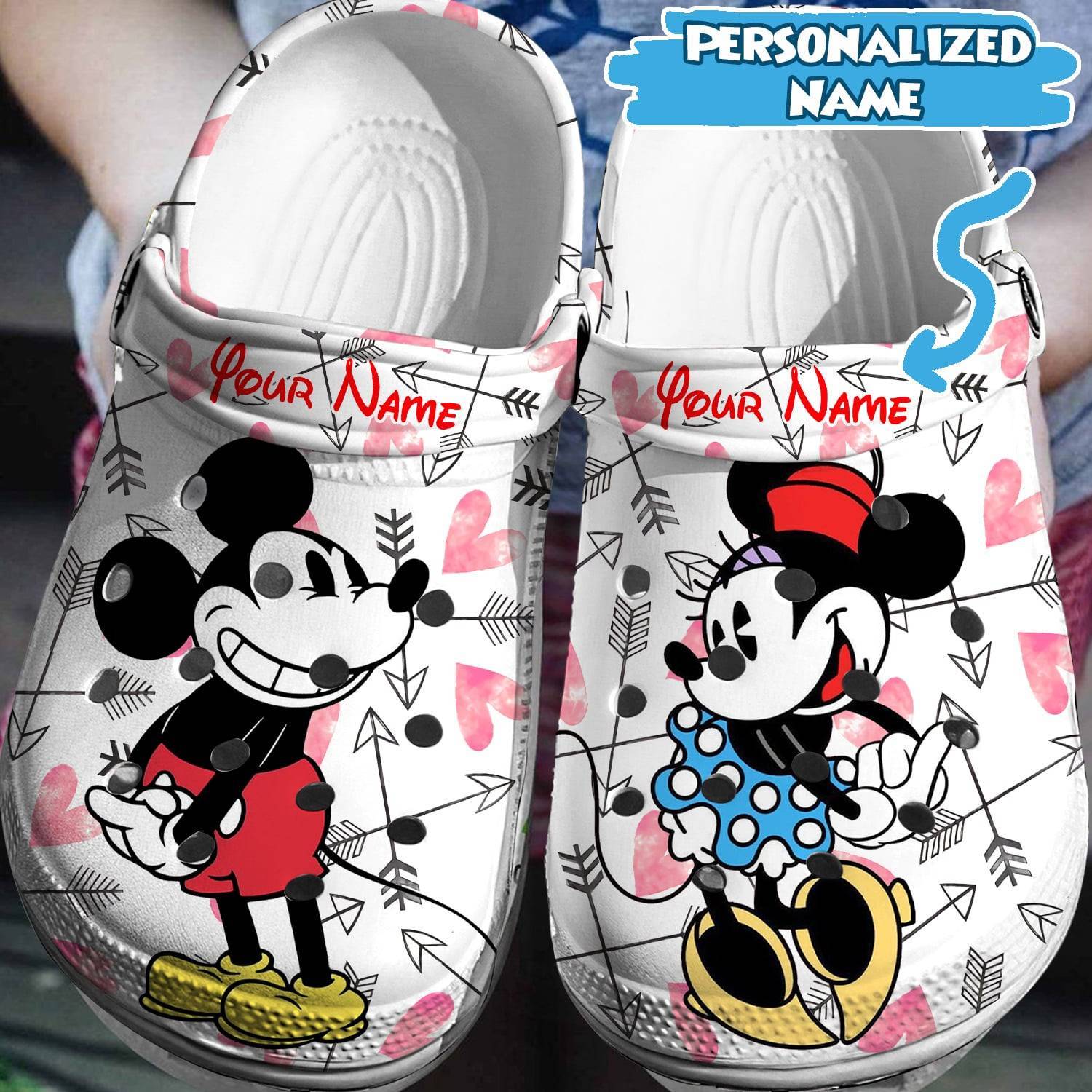 Elevate Your Disney Look: Personalized Mickey Minnie Crocs 3D Clog Shoes