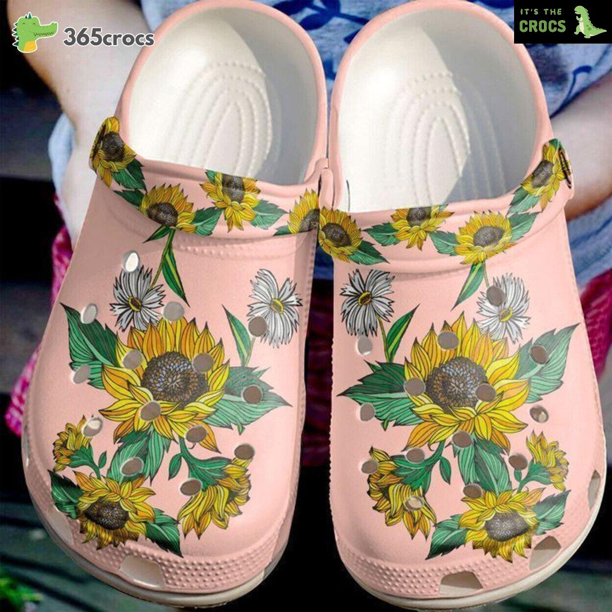 Embrace Freedom and Nature Hippie Sunflower Garden Inspired Clog Footwear