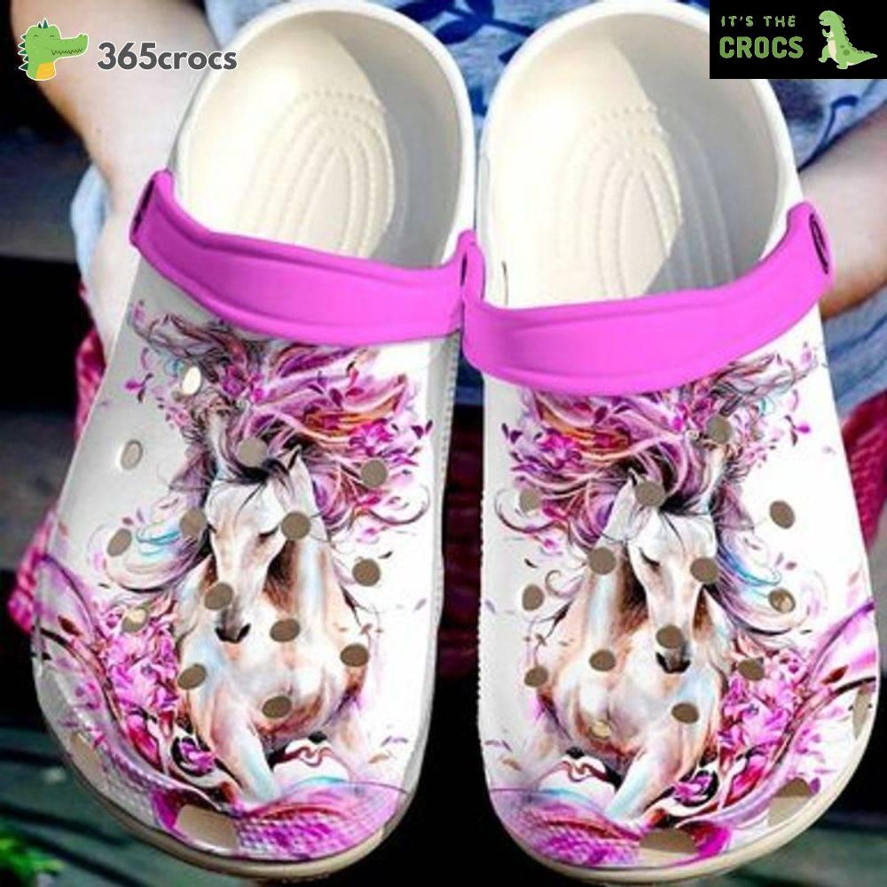 Farmer A Stunning Horse Classic Clogs Shoes Pinky Horse Cute Croc Water Shoes 3D Horse Crocs Clog Shoes