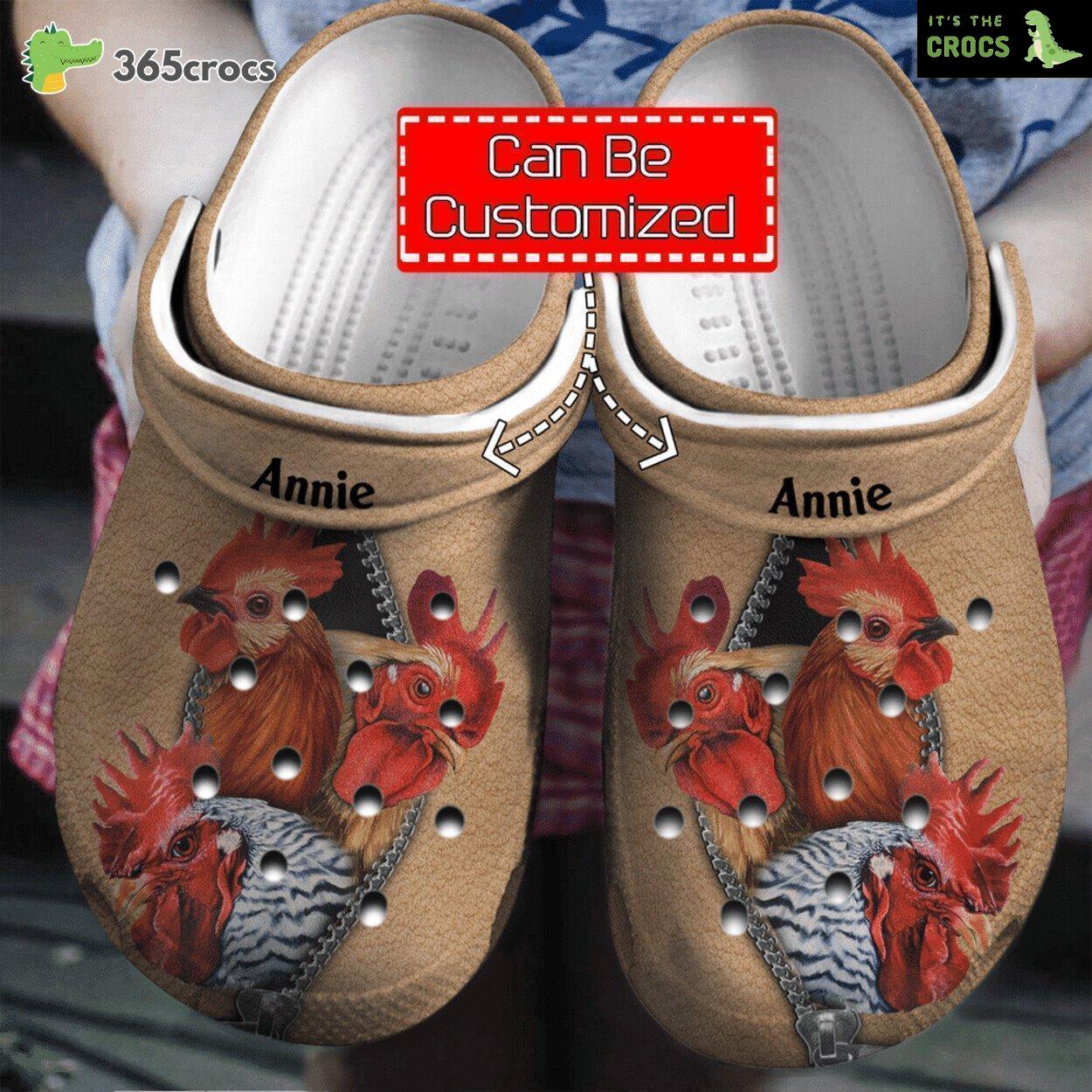 Farming Charm Chicken Zipper Design Personalized Comfort Clog Shoes