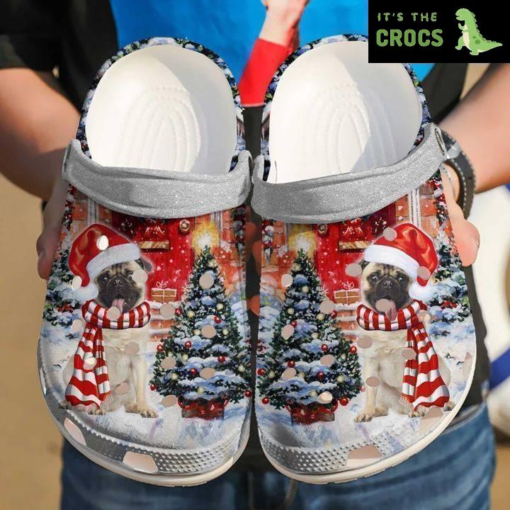 Festive Pug Comfort: Step into Christmas with Pug Crocs Clog Shoes!