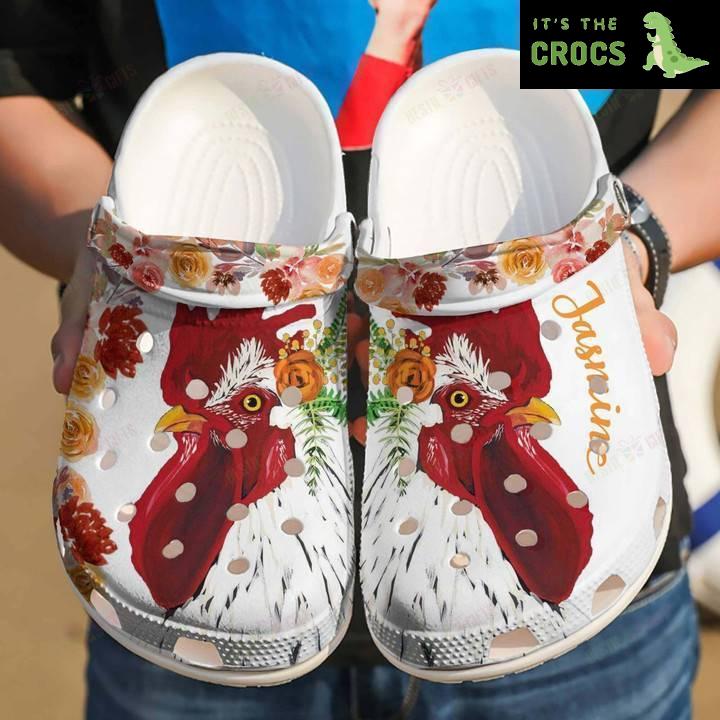 Floral Chicken Crocs Classic Clogs Shoes