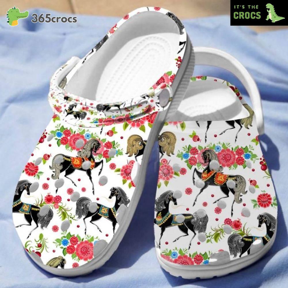 Floral Horses Pretty Gift Insulated And Anti-Slip Design Crocs Clog Shoes