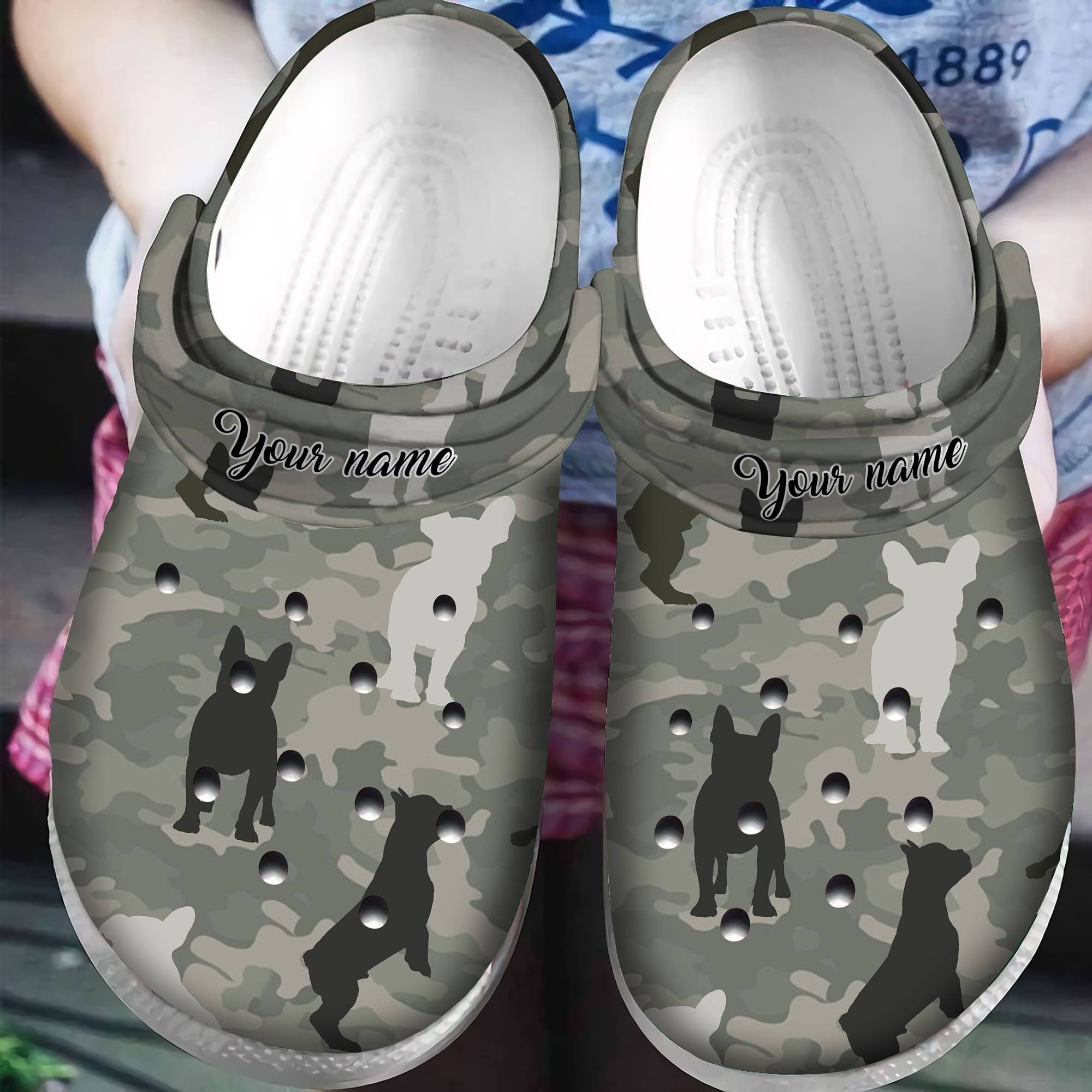 French Bulldog Camo Clog Sandal Summer Gift Women Funny Shoes Family Trip