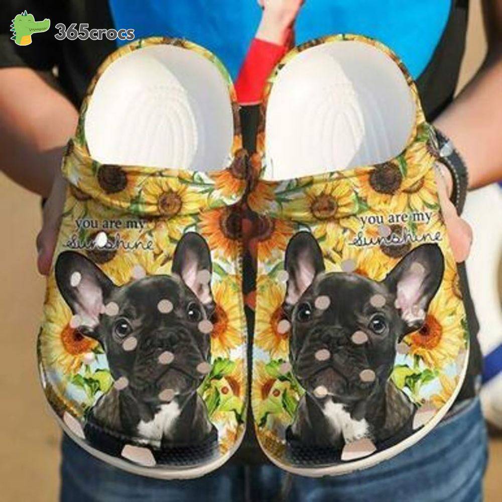 French Bulldog Classic Clogs Shoes Sunflowers French Bulldog Croc Water Shoes Sunflowers Pet Crocs Clog Shoes