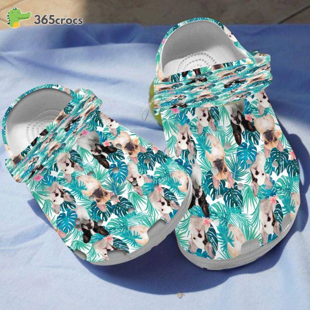 French Bulldog Palm Leaf Tropical Best For French Bulldog Lovers Crocs Clog Shoes