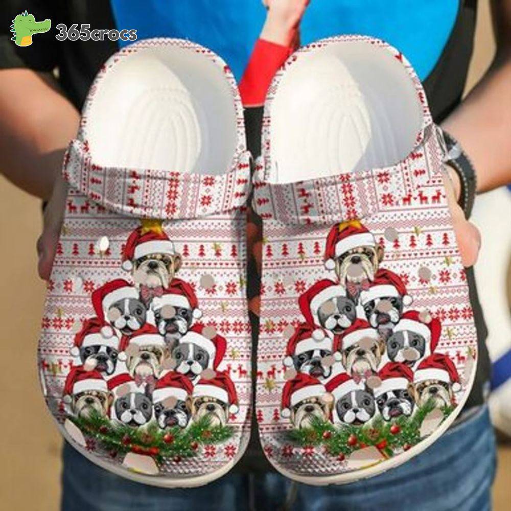 French Bulldog Puppies Noel Pattern Merry Christmas For French Bulldog Lovers Crocs Clog Shoes