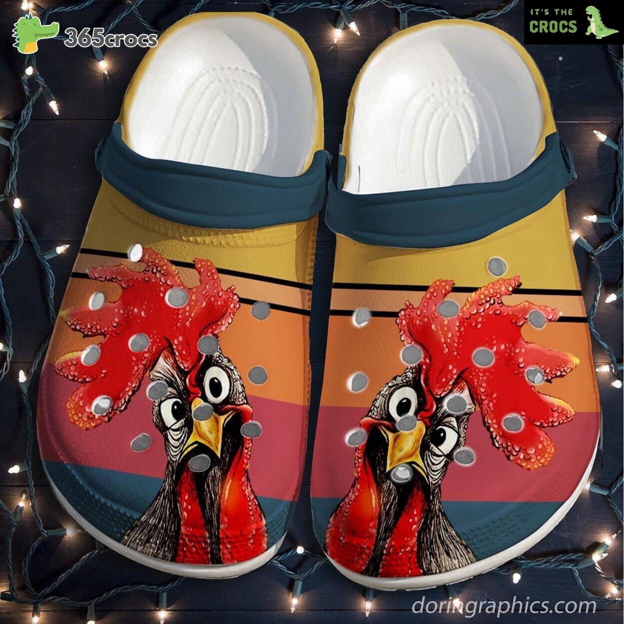 Funny Chicken Gaze Clog Footwear Christmas Celebration of Quirky Humor