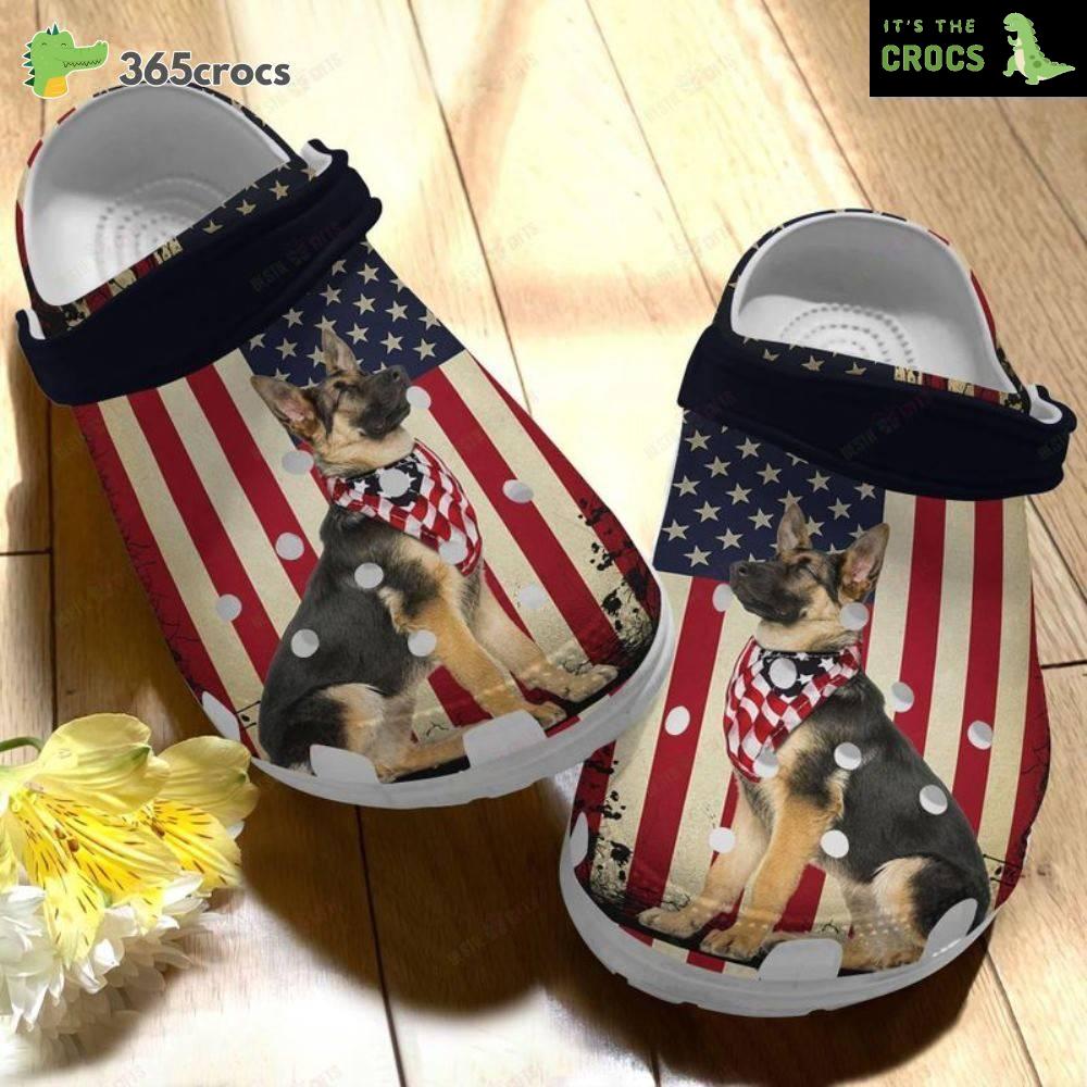 German Shepherd Puppy American Patriot Croc Happy 4Th Of July For Dog Lovers Crocs Clog Shoes