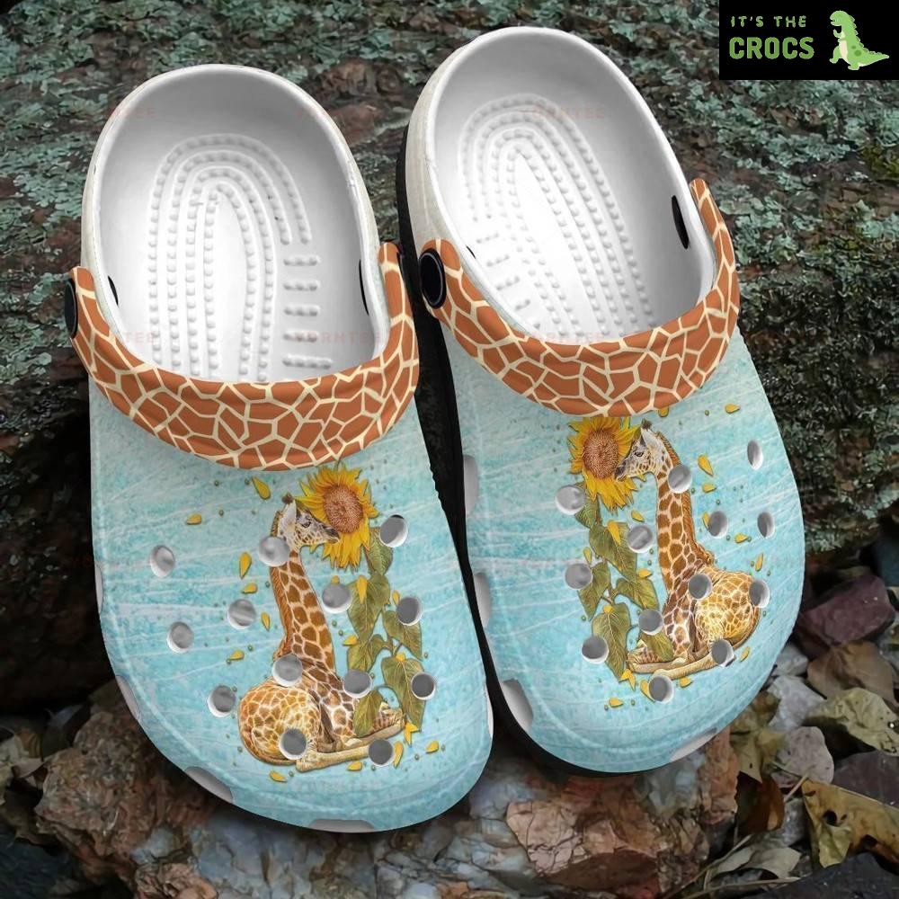 Giraffe And Sunflower 3 Gift For Lover Rubber clog Crocs Shoes