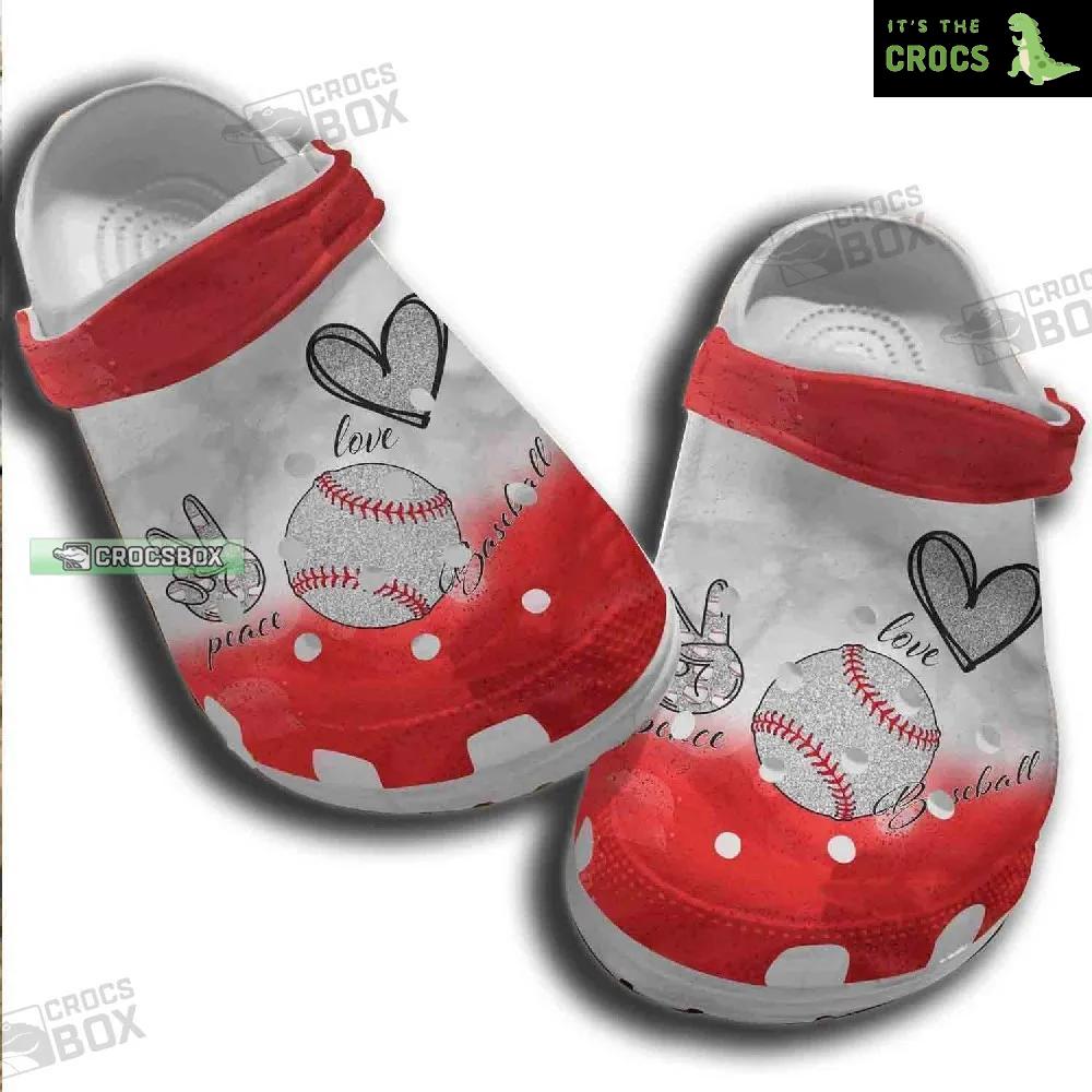 Hand Heart Baseball Ball Shoes Crocs For Batter Girl