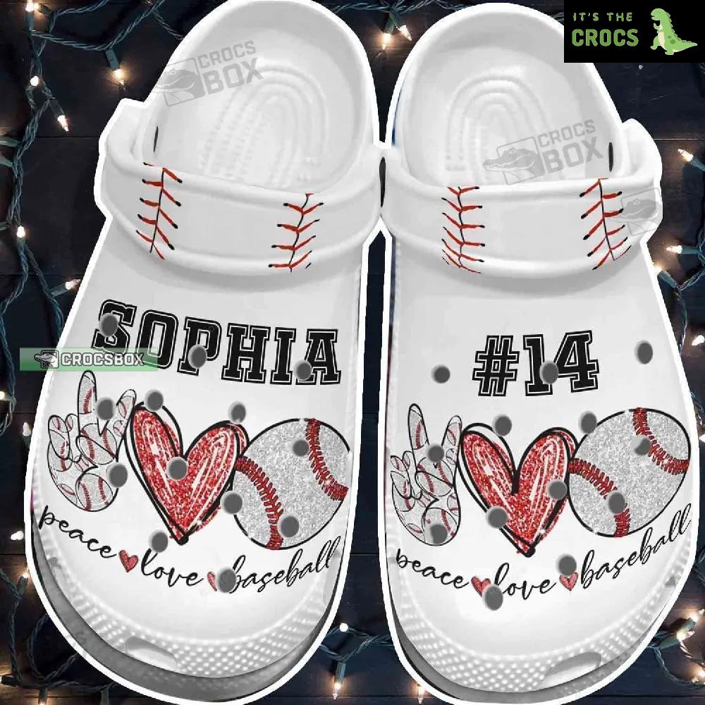 Hand Heart Peace Love Baseball Ball Shoes Crocs For Schoolgirls