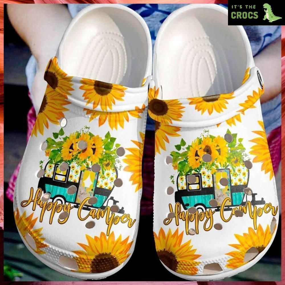 Happy Camper Sunflower Rubber clog Crocs Shoes