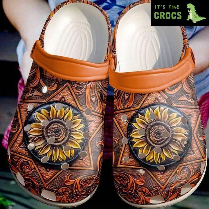 Hippie Carved Sunflower clog Crocs Shoes