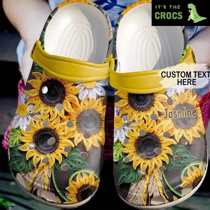 Hippie Crocs – Personalized Hippie Personalized Sunflower Art Clog Shoes For Men And Women