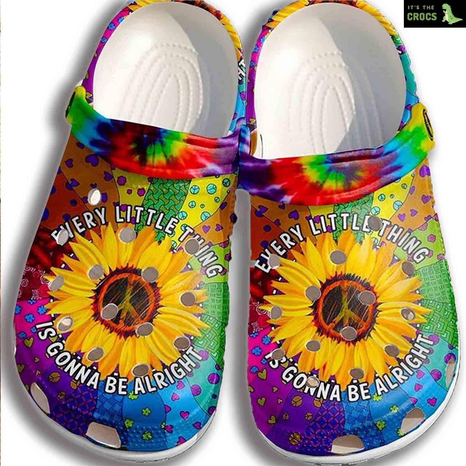 Hippie Gonna Be Alright Croc Crocs Shoes Men Women – Sunflower Crocs Shoes Crocbland Clog Gifts For Son Daughter