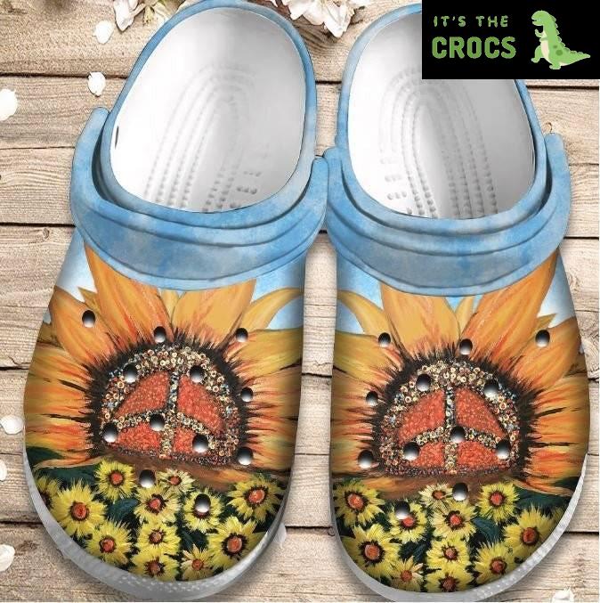 Hippie Sunflower Garden Shoes Crocs Clogs For Men Women Kids Hippie