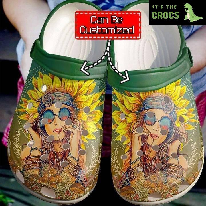 Hippie Sunflower Girl Crocs Crocs Clog Shoes Hippie Crocs