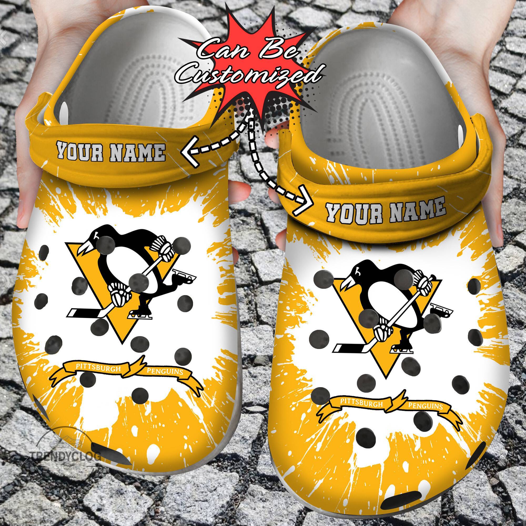 Hockey Crocs Personalized PPenguins Team Clog Shoes