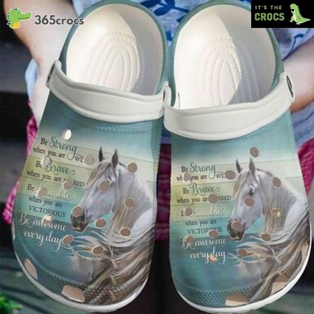 Horse Be Awesome Everyday Classic Clogs Shoes 3D White Horse Croc Water Shoes Wild Animals Crocs Clog Shoes
