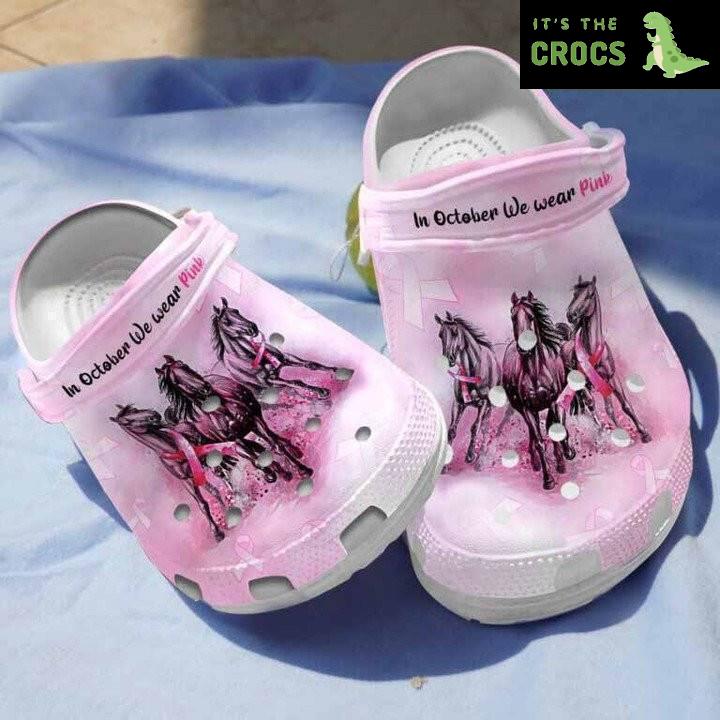 Horse Breast Cancer Awareness Clogs Crocs Shoes