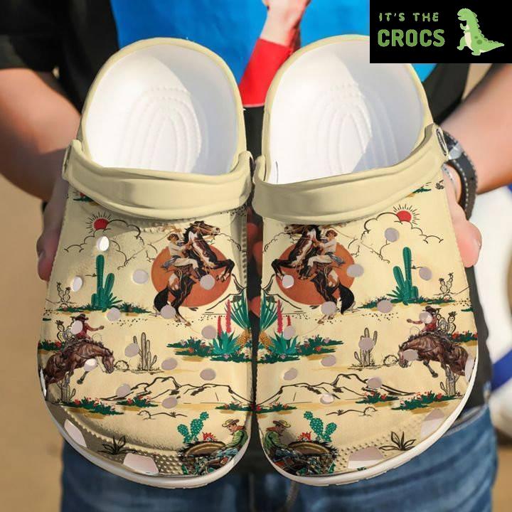 Horse Cowboy For Men And Women Gift For Fan Classic Water Rubber clog Crocs Shoes