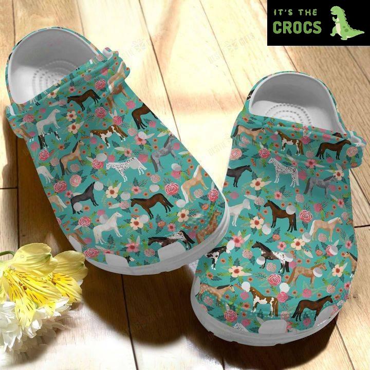 Horse Crocs Classic Clog Floral Shoes PANCR0627