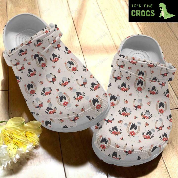 Horse Floral Horse Pattern Crocs Classic Clogs Shoes