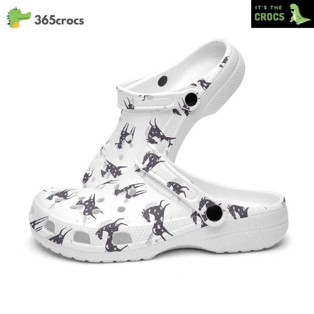 Horse Horses Retro Groovy Vibes Peace Horse Riding Black Horses Crocs Clog Shoes