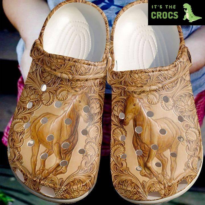 Horse Leather Rubber Crocs Clog Shoes Comfy Footwear