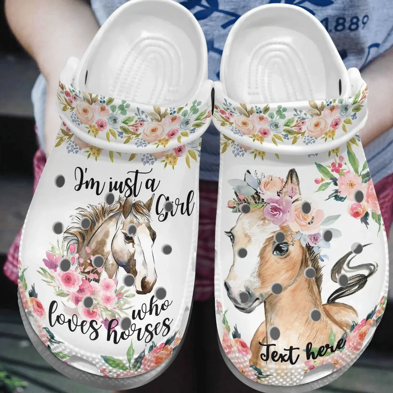 Horse Personalized Clog Custom Crocs Comfortablefashion Style Comfortable For Women Men Kid Print 3D Horse Flower