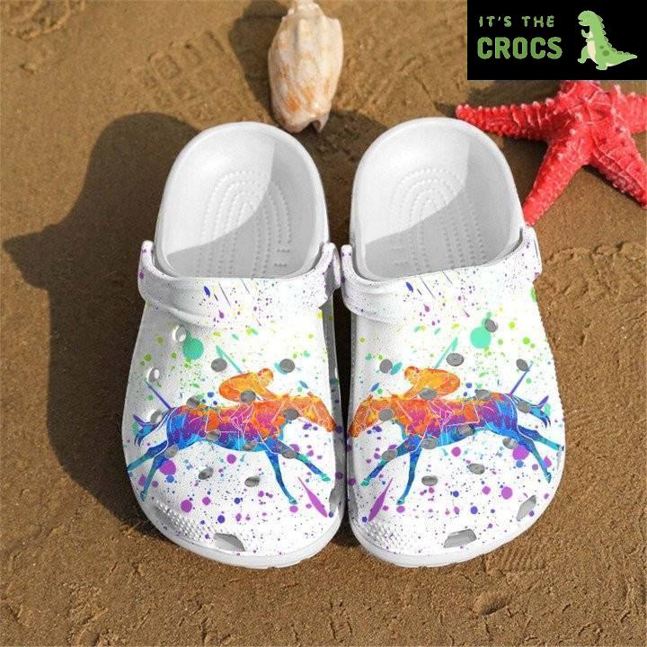 Horse Racing Crocs Classic Clogs Shoes Racing Crocs Classic Clogs Shoes