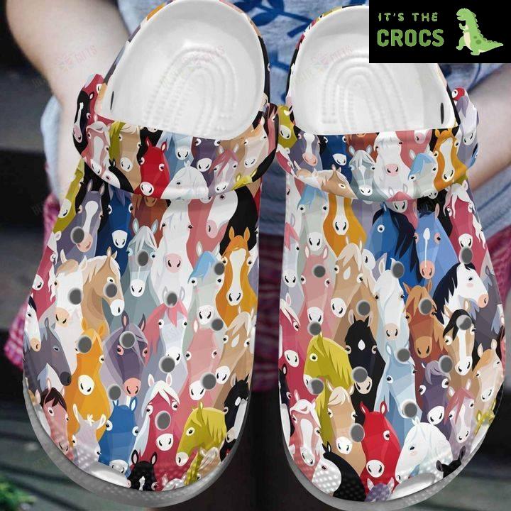 Horse White Sole Beautiful Horses V2 Crocs Classic Clogs Shoes