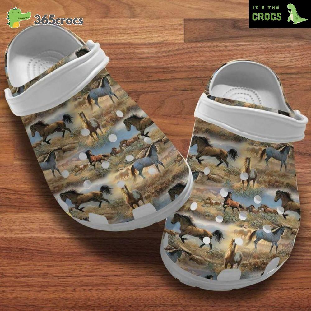 Horsess, Horses Band Clog, Gift For Boyfriend, Gift For Him Crocs Clog Shoes