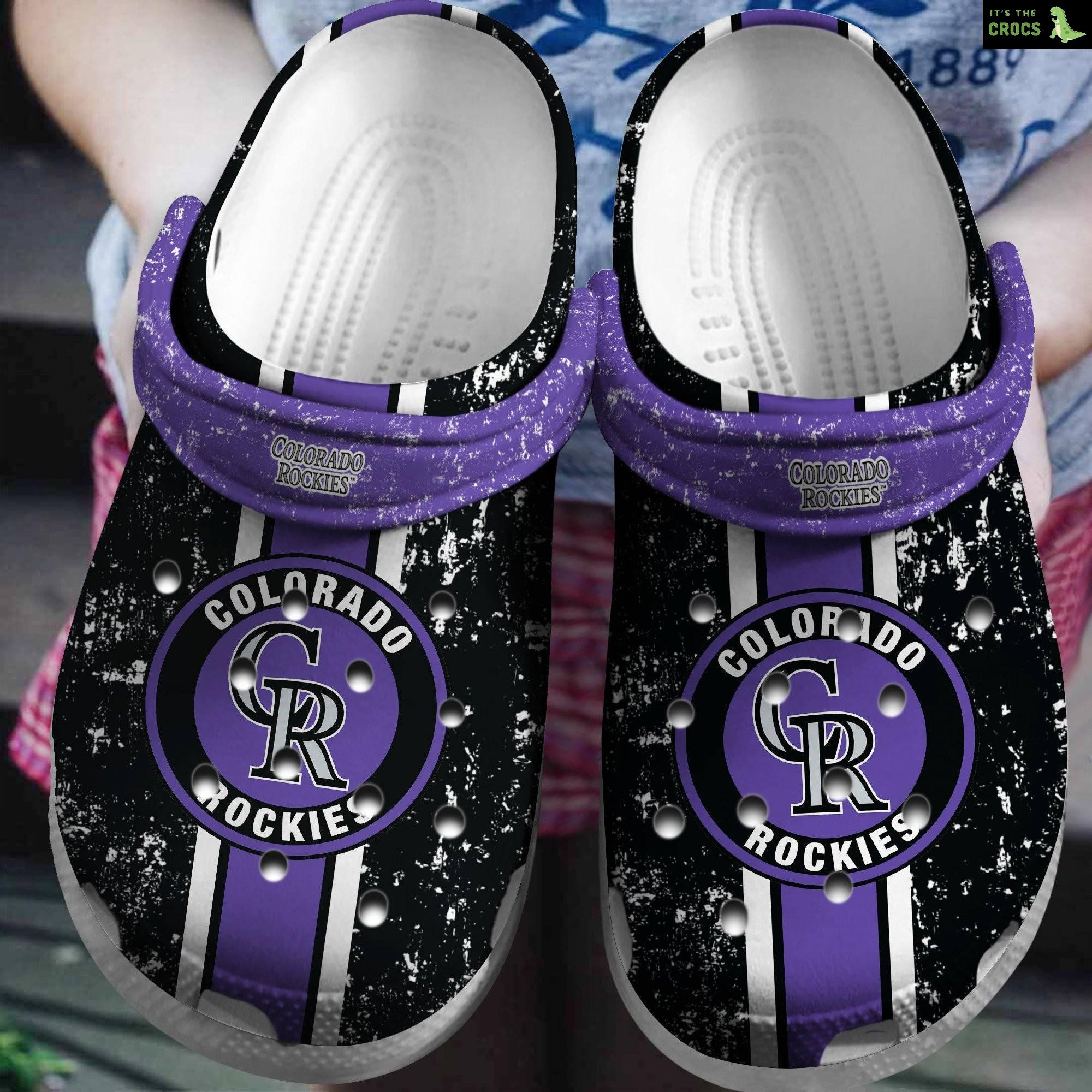 Hot Mlb Team Colorado Rockies Purple – Black Crocs Clog Shoesshoes