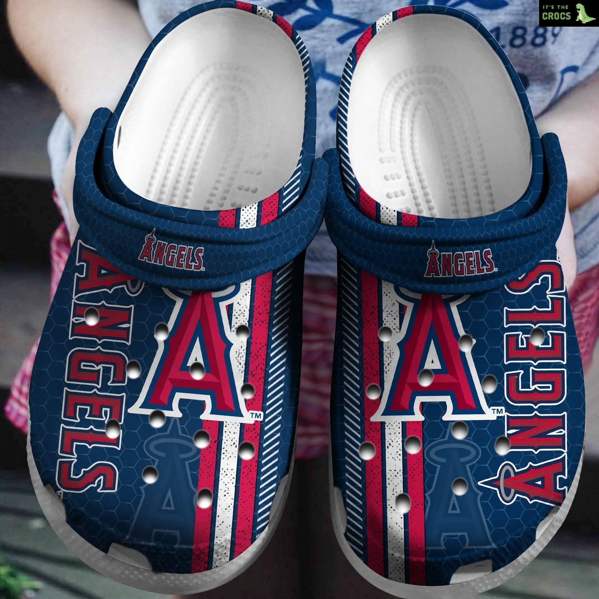 Hot Mlb Team Los Angeles Angels Blue Crocs Clog Shoesshoes