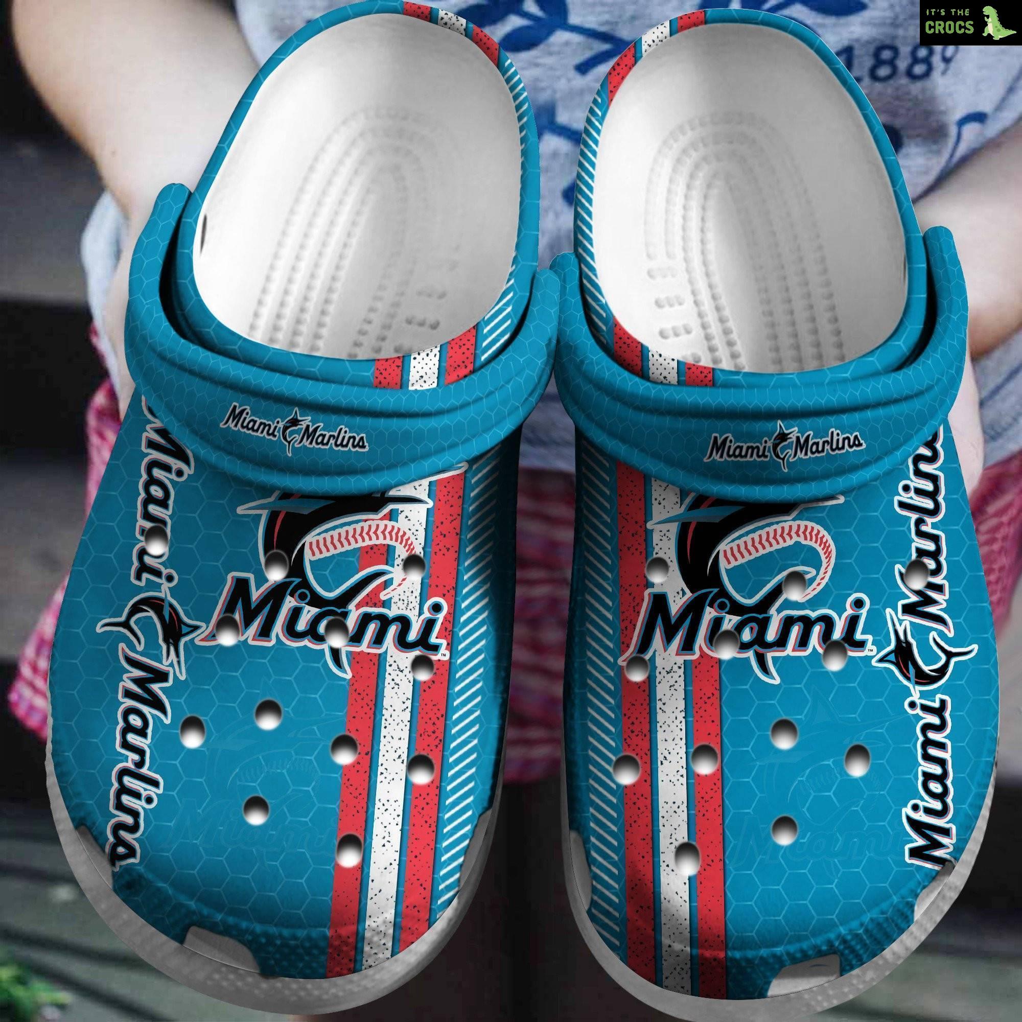 Hot Mlb Team Miami Marlins Blue Crocs Clog Shoes