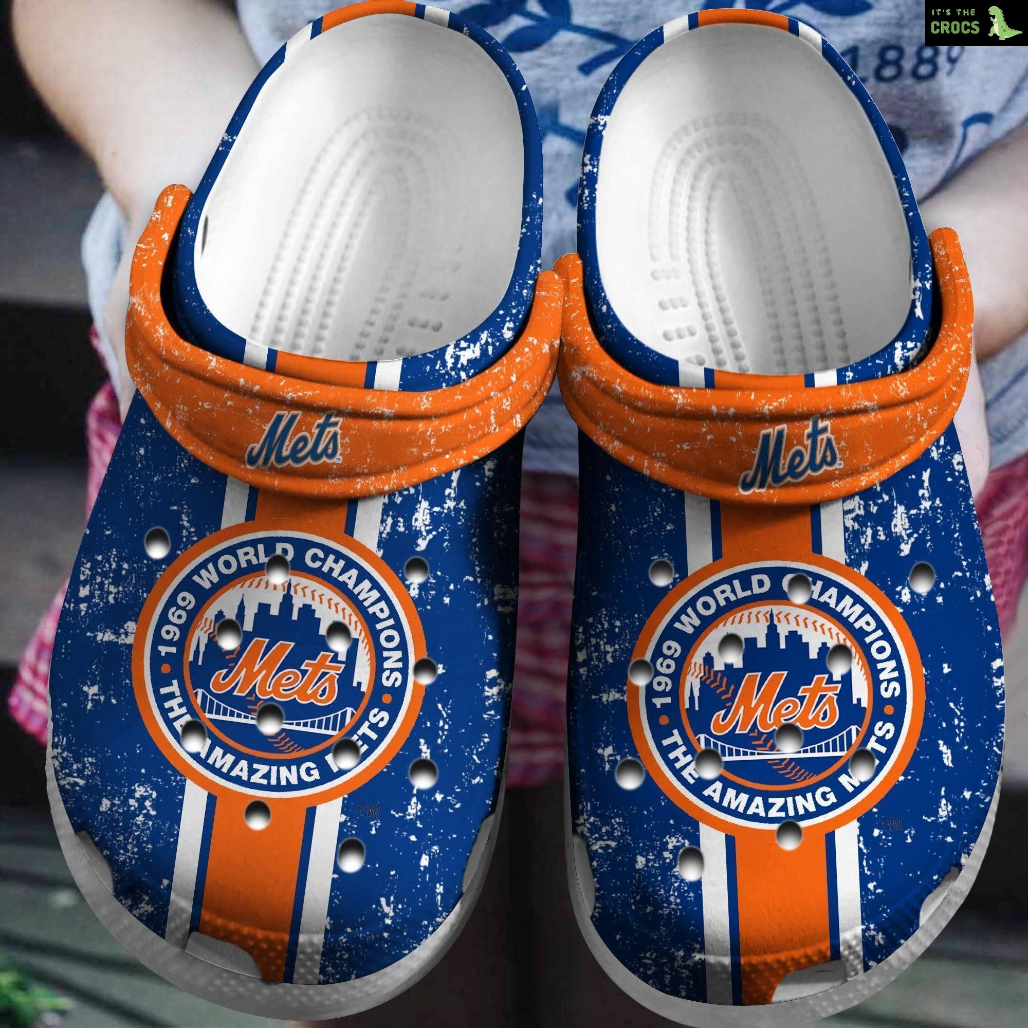 Hot Mlb Team New York Mets 1969 World Champions The Amazing Mets Crocs Clog Shoesshoes