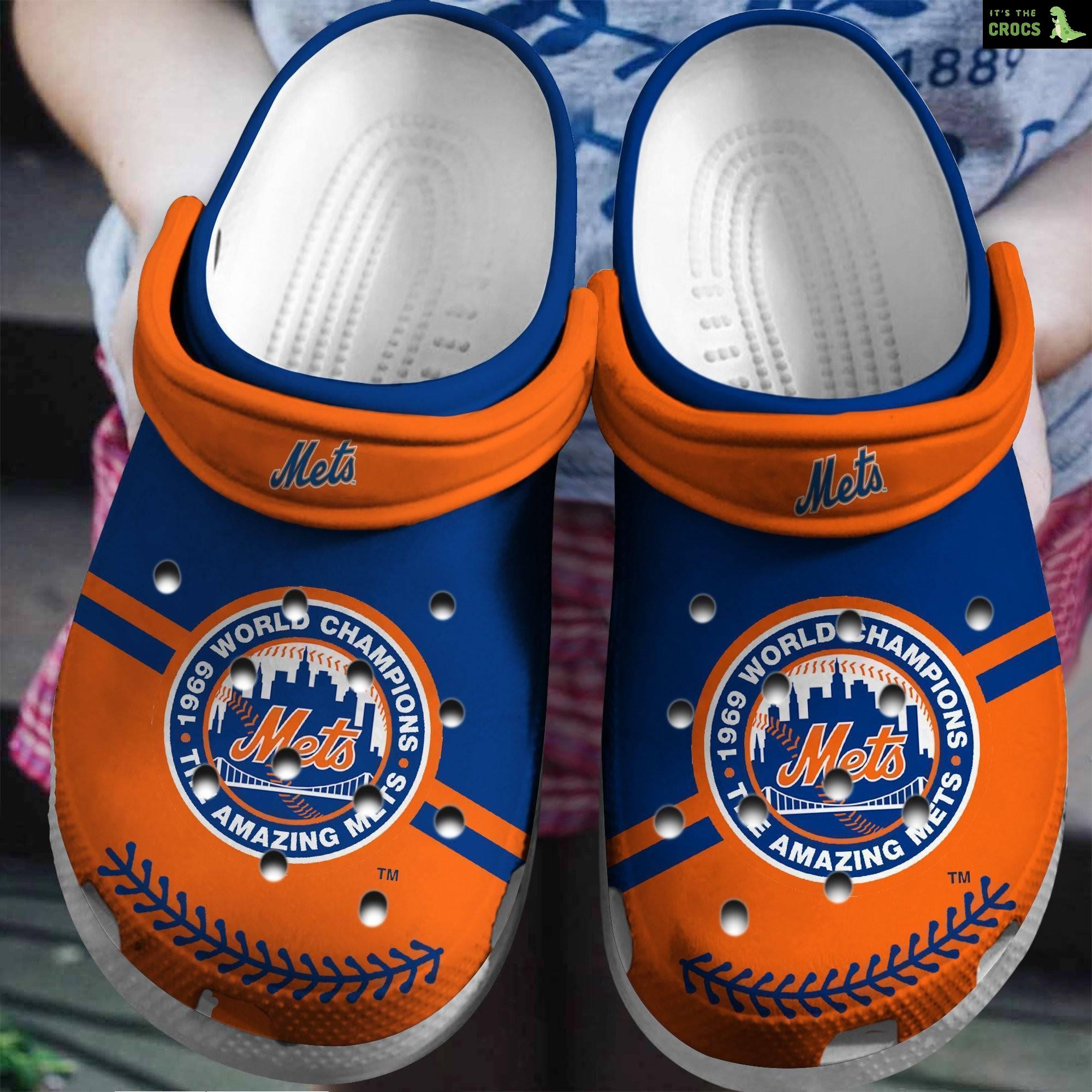 Hot Mlb Team New York Mets Orange – Blue Crocs Clog Shoesshoes