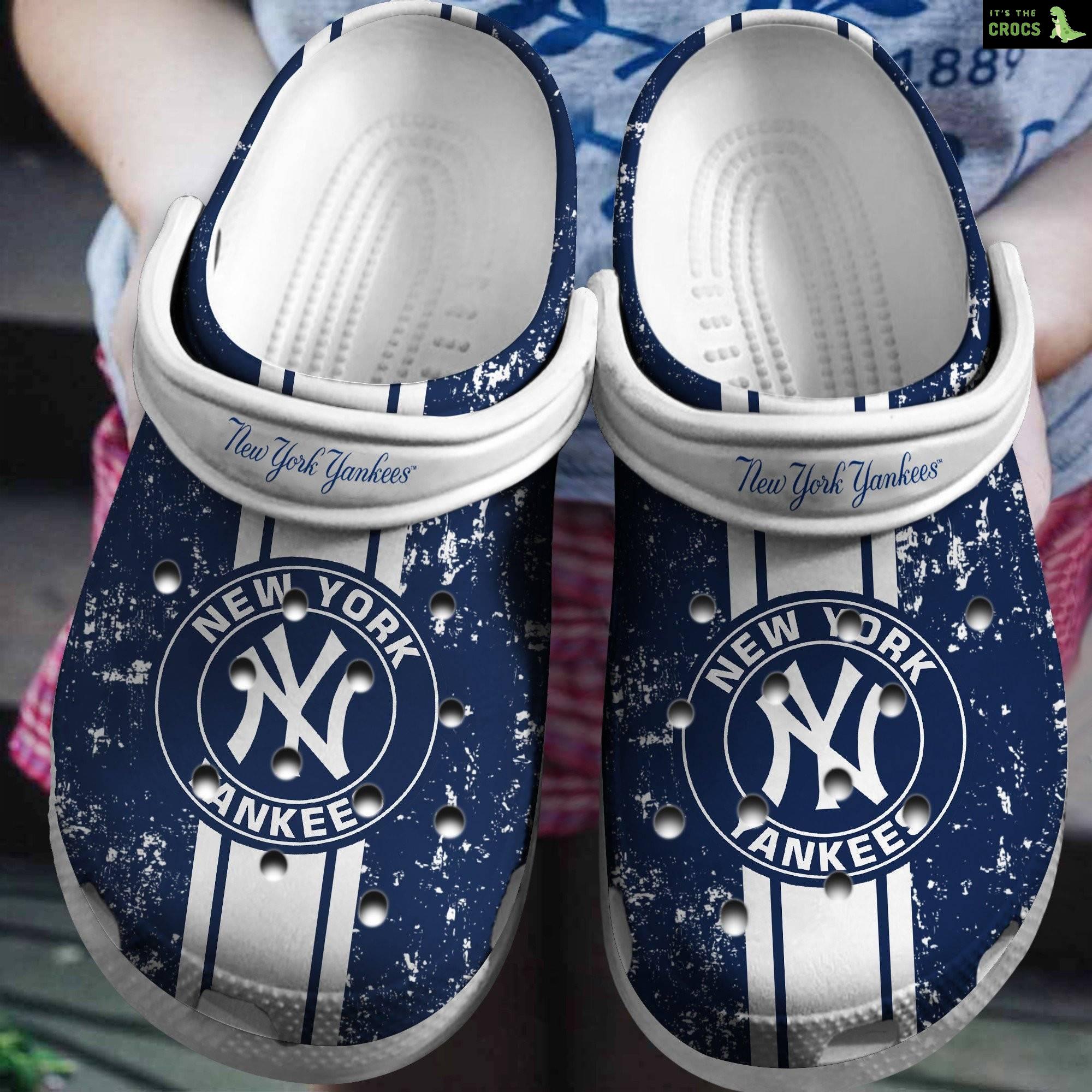 Hot Mlb Team New York Yankees White – Navy Crocs Clog Shoesshoes
