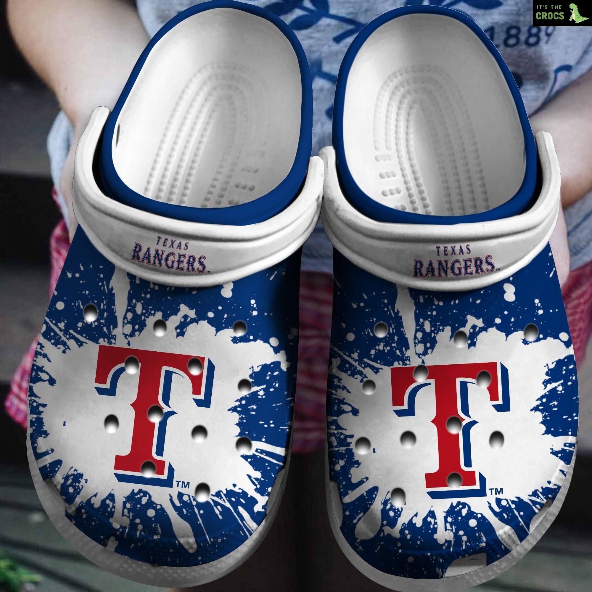 Hot Mlb Team Texas Rangers Blue – White Crocs Clog Shoes