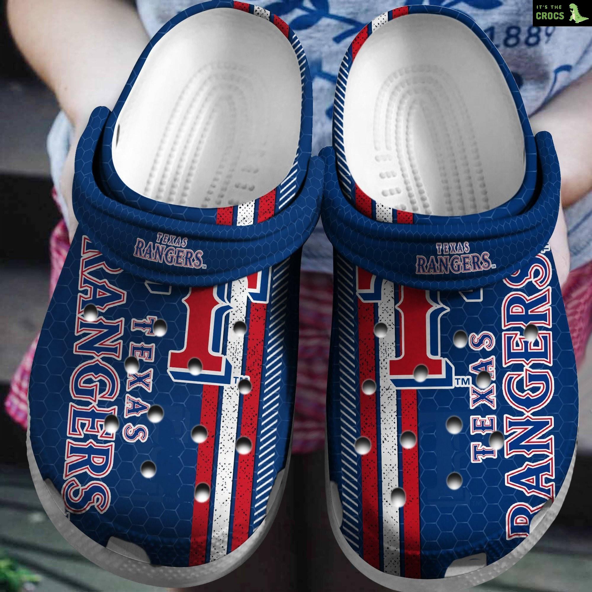 Hot Mlb Team Texas Rangers Blue Crocs Clog Shoesshoes