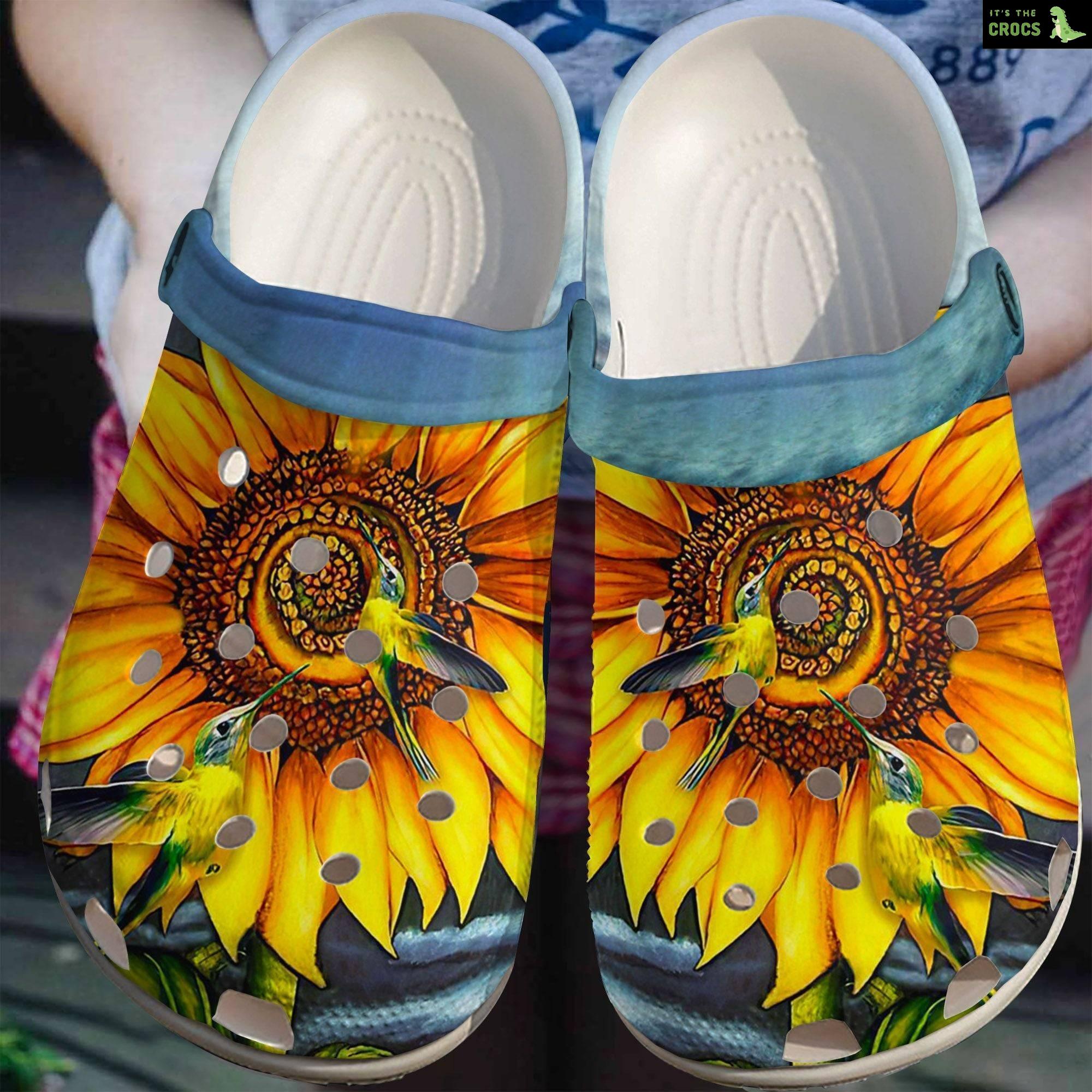 Humming Bird Sunflower Custom Crocs Clog Shoes – To The Sun Outdoor Crocs Clog Shoes Birthday Gift For Daughter Wife