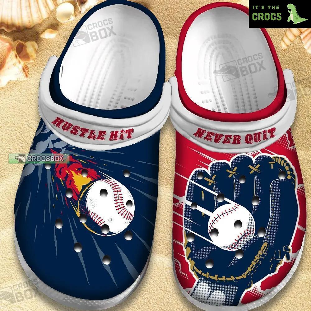 Hustle Hit Never Quit Baseball Shoes Crocs Gift For Birthday